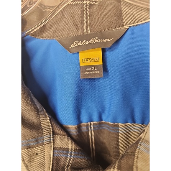Eddie Bauer Shirt Mens XL Gray Plaid Button Down Long Sleeve Outdoor - Picture 2 of 7